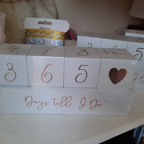 Wedding Countdown Blocks.  White Box of 8