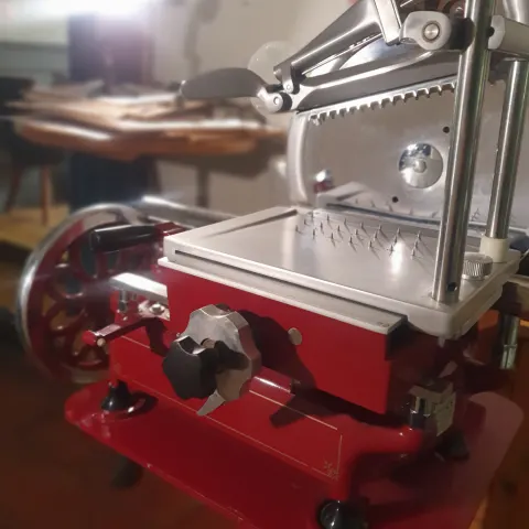 Berkel Style Classic Manual Meat Slicer 30cm blade, Mechanical Operation with gold hand painted trim