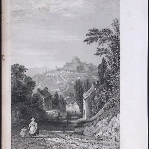 Cornwall Launceston Town Antique 193 Years-Old Steel-Engraving-24