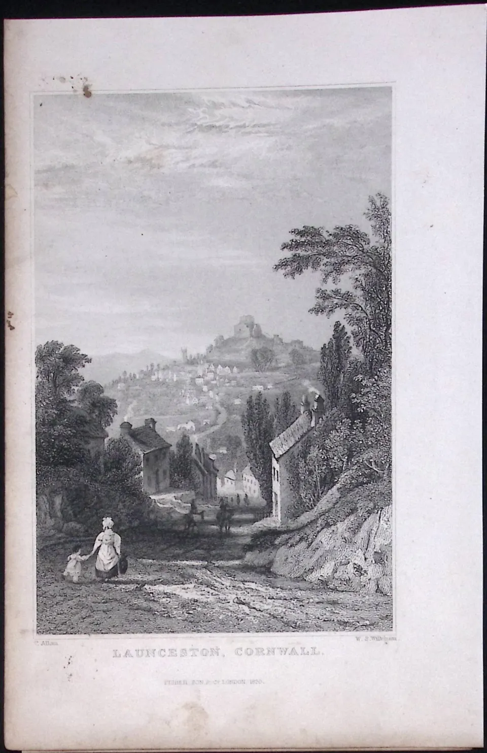 Cornwall Launceston Town Antique 193 Years-Old Steel-Engraving-24