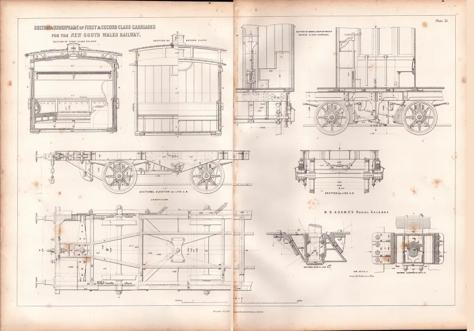 Underframes Carriages New South Wales Australian  Railways  Antique Diagram-4.