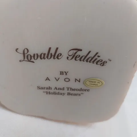 Lovable Teddies by Avon.  Sarah and Theodore "Holiday Bears"