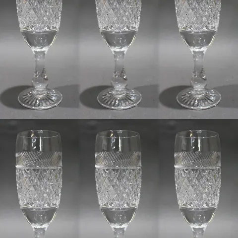 Set of 6 Tudor Crystal Holbein Flutes
