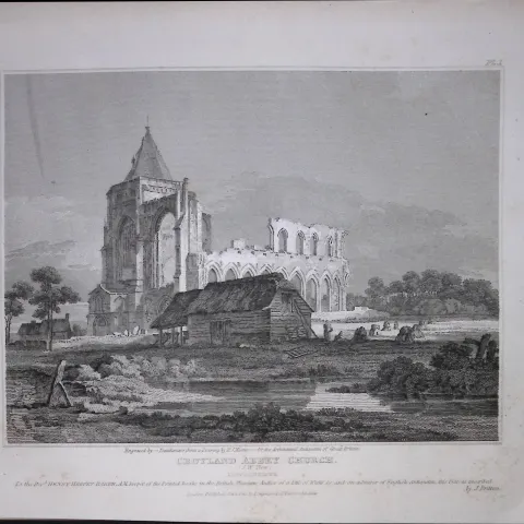 Croyland Church Lincoln 190 Years-Old Rare John Britton Antique Steel Engraving-84