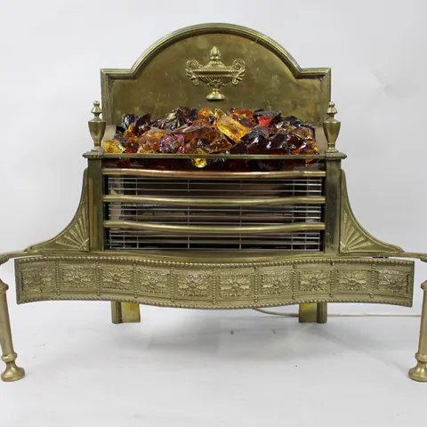 Vintage Brass Adam Style Fire Grate with Coals