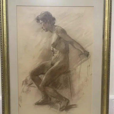 Michele de Simone, Seated Nude; Pastel