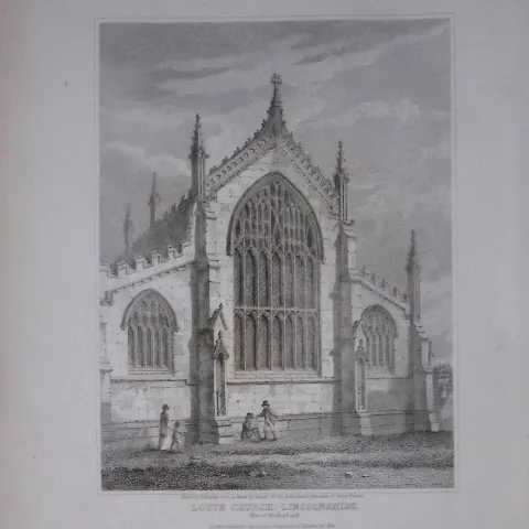 Louth Church Lincolnshire 190 Years-Old Rare John Britton Antique Steel Engraving-60