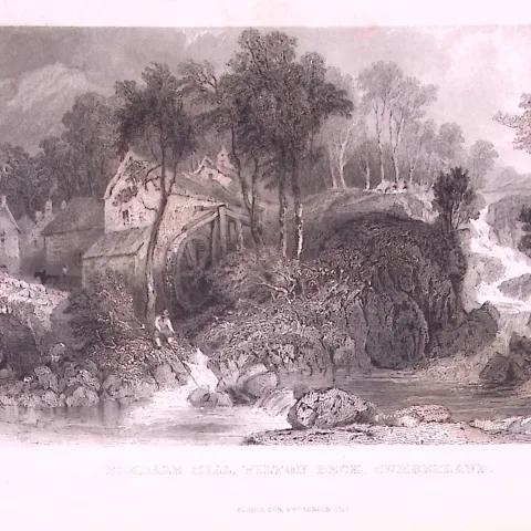 Eskdale Hill Wilton Beck Lake District Antique Steel Engraving-35-TR