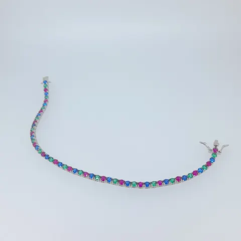 Silver 925 Multi Colour CZ Set Tennis Bracelet