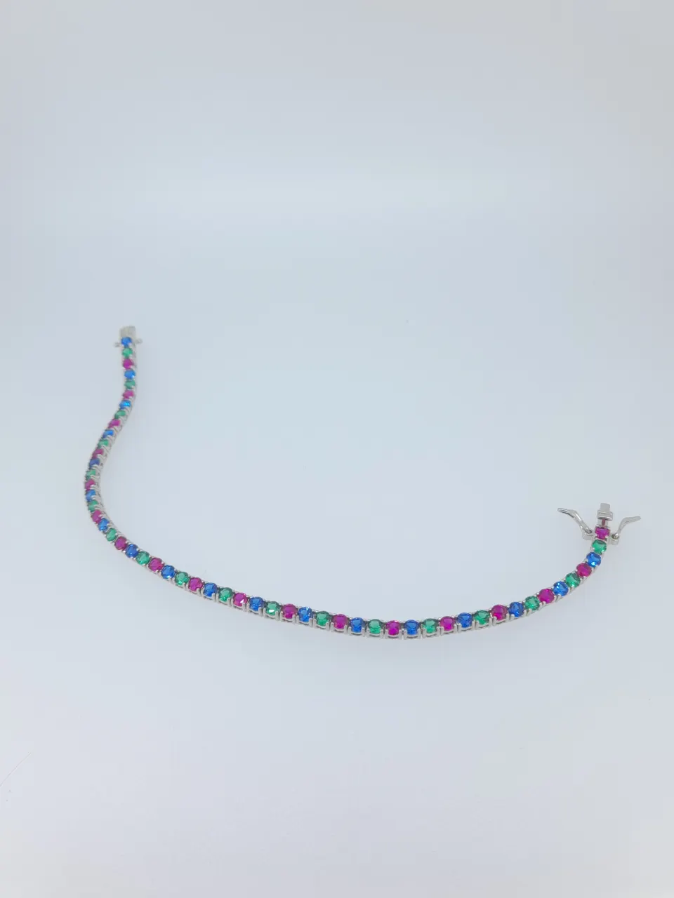 Silver 925 Multi Colour CZ Set Tennis Bracelet