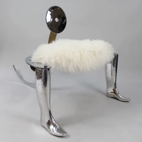 Designer Chromed Antique Shoemakers Chair