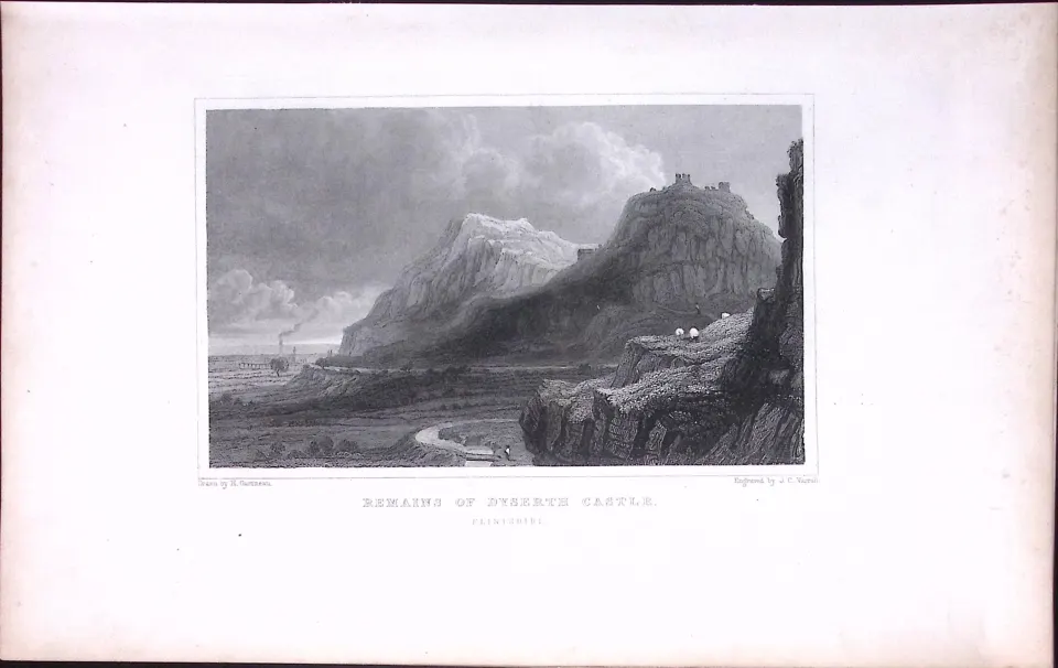 Wales Dyserth Castle Flintshire Antique 166-Year-Old Steel Engraving-22