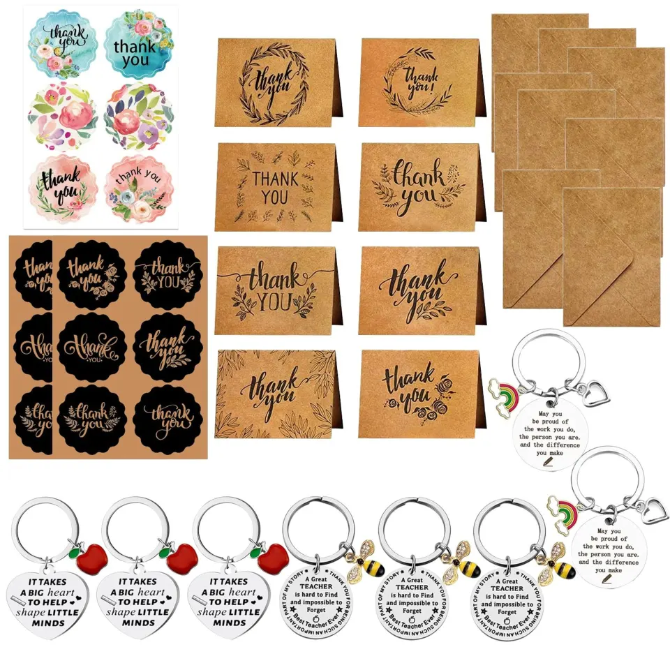 24 x Thank You Teacher Gifts Keyrings with Cards & Swimming Caps