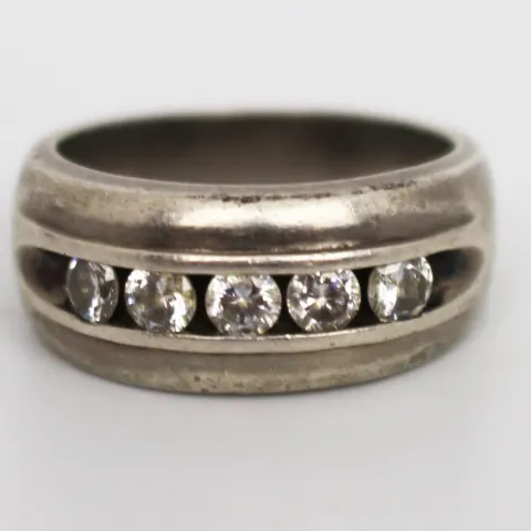 Five Stone Diamond Style Silver Ring