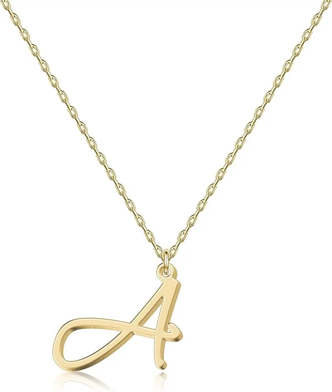 10 x Elegant 18K Gold Script Initial Necklace Lb1a