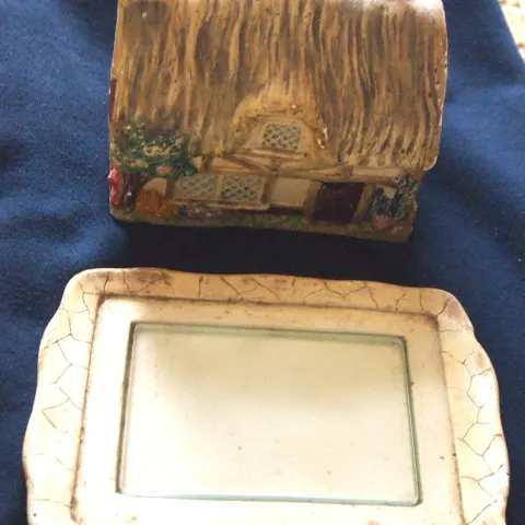 Carlis Ware Cheese Dish Cottage Design Circa 1920 Hand Painted Excellent Example From This Pottery