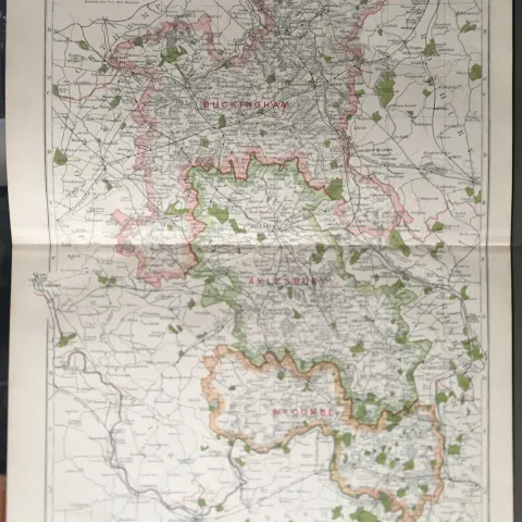 Bacons Rare Vintage London & Suburbs  c1926 Map Bucks Aylesbury Wycombe Windsor.