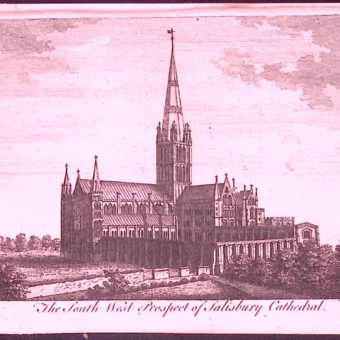 Salisbury Cathedral  Rare 1776 Georgian Copper Plate Antique Engraving -88