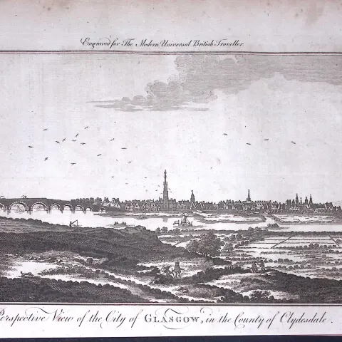 City of Glasgow Scotland Rare Large 247-Year-Old Antique Copperplate Engraving-6-TR
