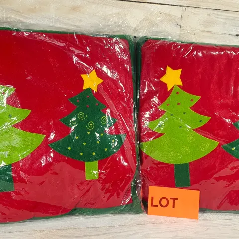 2 x 3D Fabric Christmas tree cushions. 35cm x 35cm