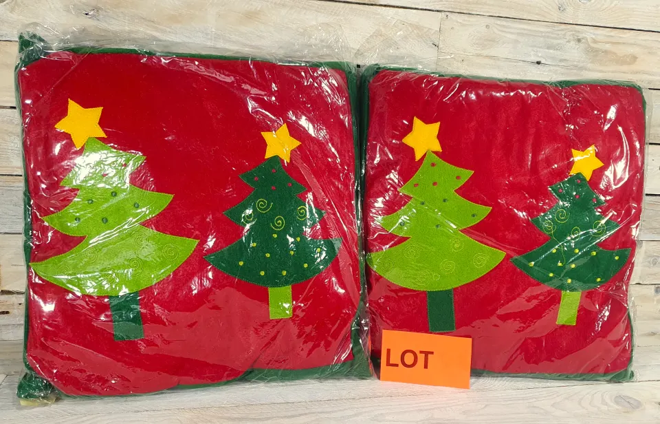 2 x 3D Fabric Christmas tree cushions. 35cm x 35cm