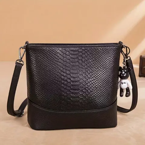 Genuine Leather Crossbody Bag for Women – Large Capacity Fashion Shoulder Purse Detachable Strap