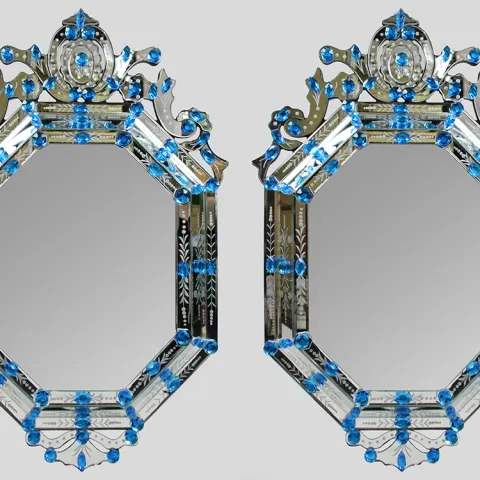 Pair of Decorative Bejewelled Venetian Style Mirrors