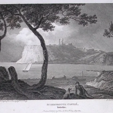 Scarborough Castle Yorkshire Antique 213 Years-Old Steel-Engraving-21