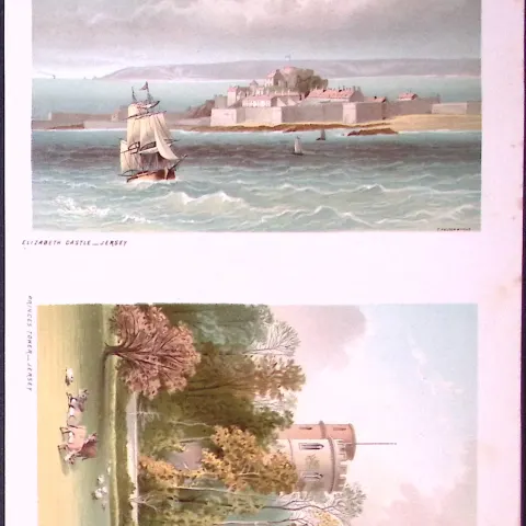 Jersey Elizabeth Castle & Princes Tower Victorian Antique Double Print-38