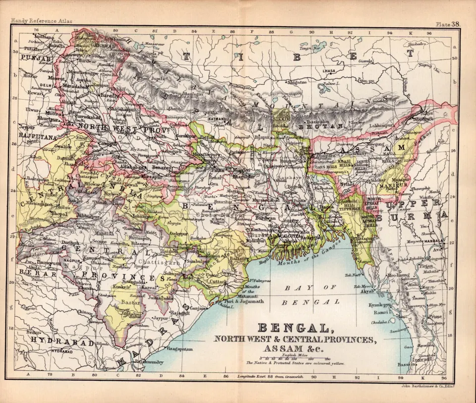 Bengal Assam Calcutta Etc Double Sided Antique 1896 Map.