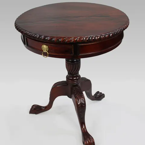 Carved Mahogany Drum Table