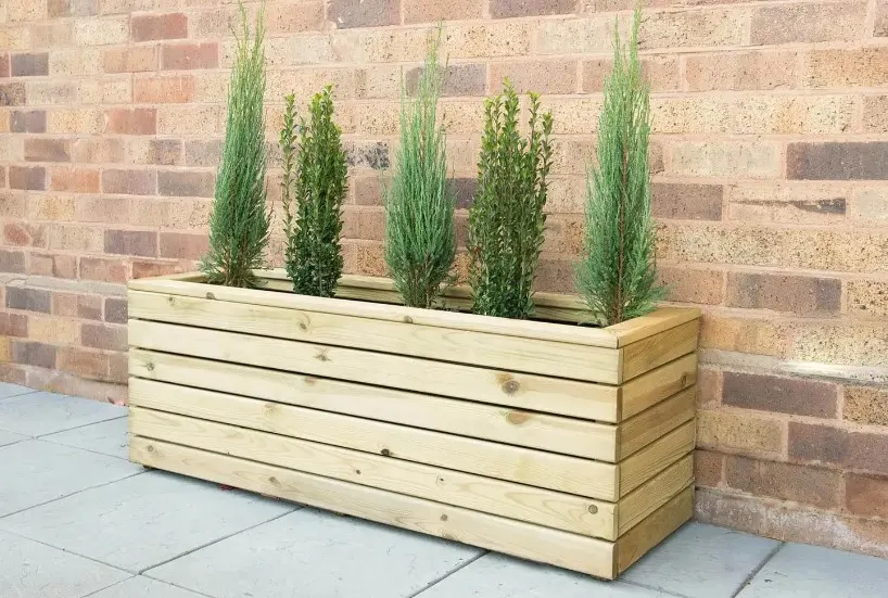 (109/Mez) RRP £175. Forest Garden Wooden Linear Long Planter. (H44x W120x D40cm). Capacity 158L.