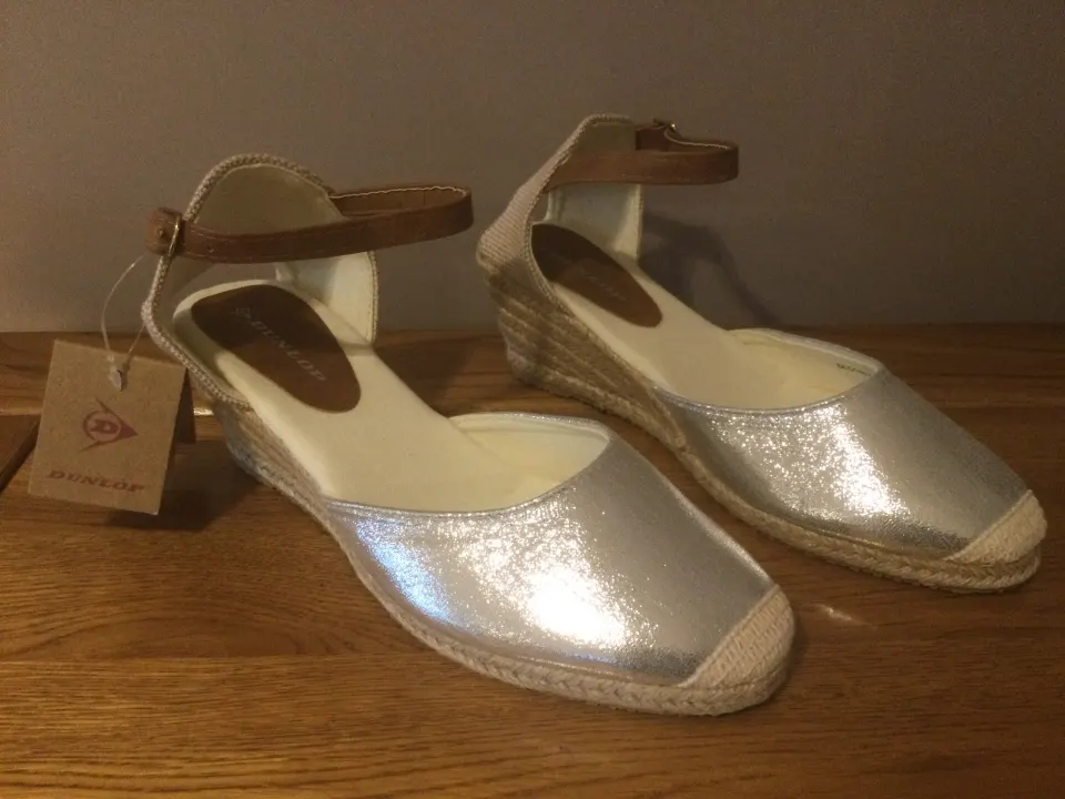 Dunlop “Esme” Espadrille Wedge Sandals, Size 6, Silver - New RRP £35.00