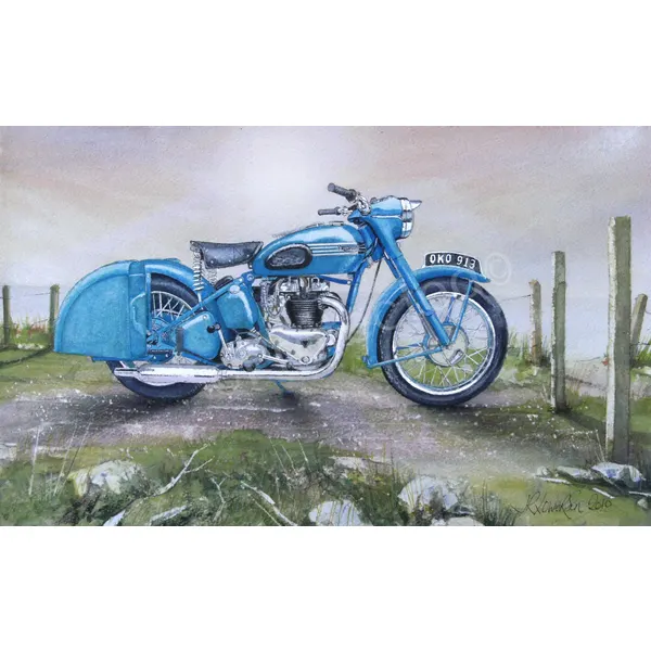 Triumph Bluebird Vintage Motorbike Metal Wall Art