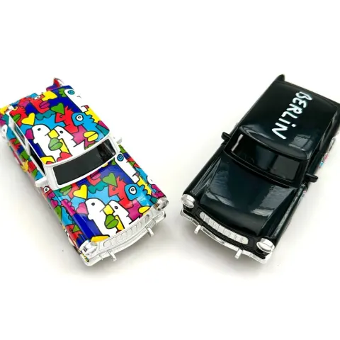 Thierry Noir (b.1958) Pair of ‘HEADS’ Berlin Trabant cars in COLOURs BY THIERRY NOIR, 1994, Sold Out
