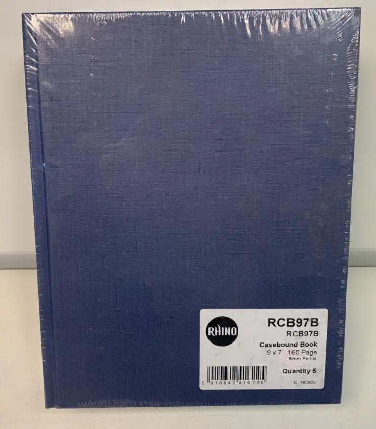4 x Pack of 5 Rhino Casebound Book 8mm Ruled 9 x 7 Blue 160 Page RRP 33.05