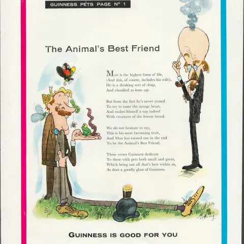 Original 1960 Guinness Pet Print Animals Best Friend-G.E. 3387.AThis Print Is Over 60 Years Old