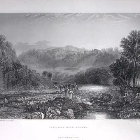 J.M.W Turner Wycliffe Nr Rokeby Durham Antique Steel Engraving-86-TR