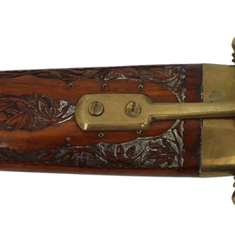 Indian Knife in Hand Carved Wood & Brass Scabbard