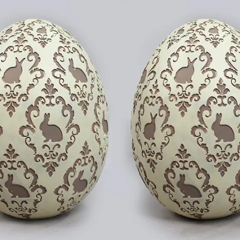 Pair of Large Hand Painted Decorative Easter Eggs