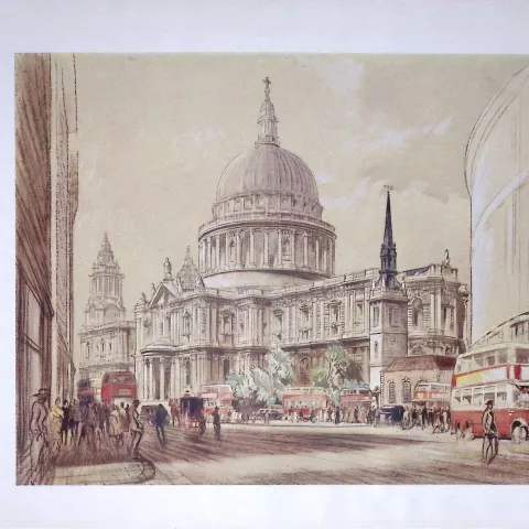 City of London Post-War Reconstruction St Pauls Cathedral 1944 Map-32a.