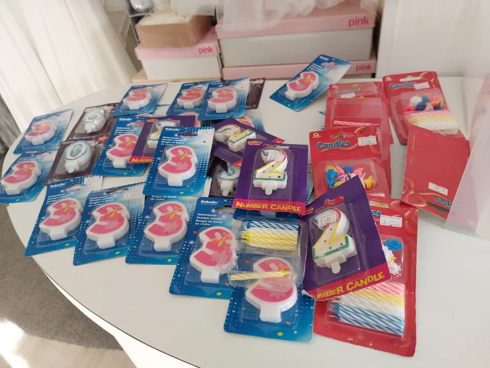 Birthday badges and candles
