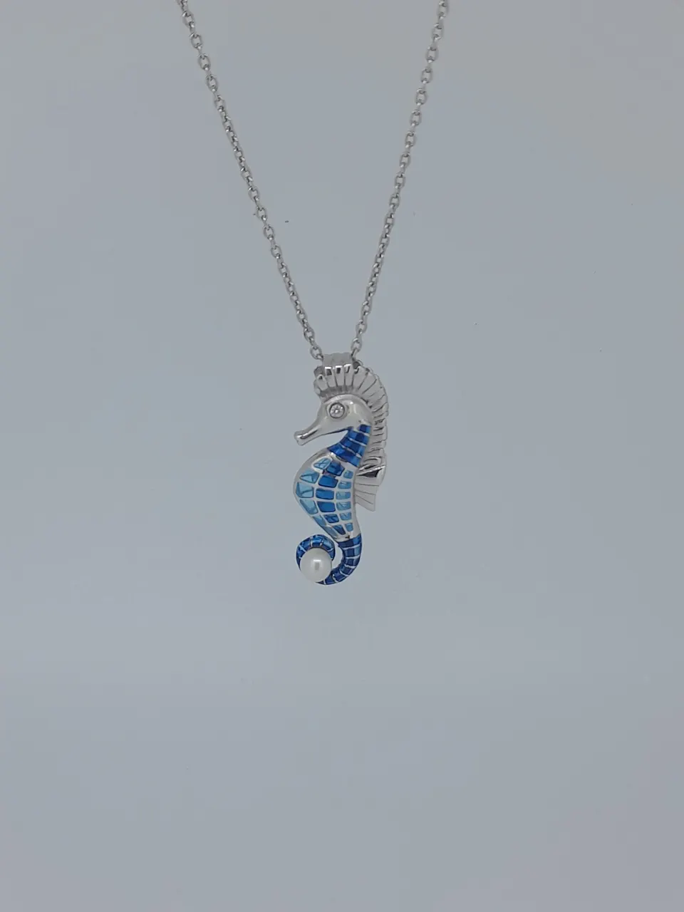 Nicole Barr Silver and Enamelled Seahorse Broach