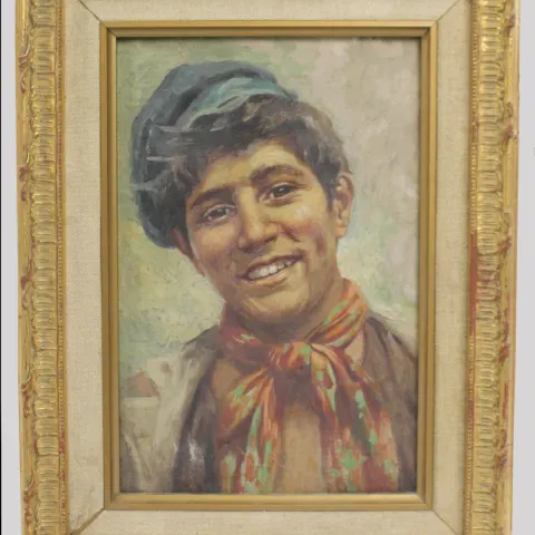 Italian School Portrait of a Neapolitan Youth Oil on Canvas