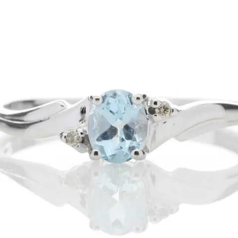 9ct White Gold Diamond and Blue Topaz Ring (BT0.50) 0.01 Carats