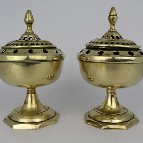 Pair of Antique Brass Incense Burners