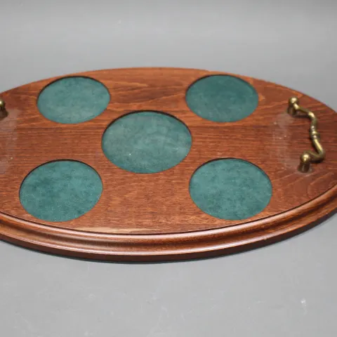 Oval Solid Mahogany Drinks Decanter & Glass Serving Tray