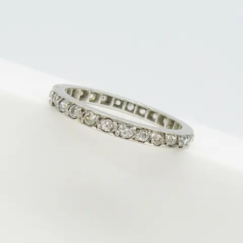 Genuine antique platinum full eternity ring set with 0.85 carats old-cut diamonds