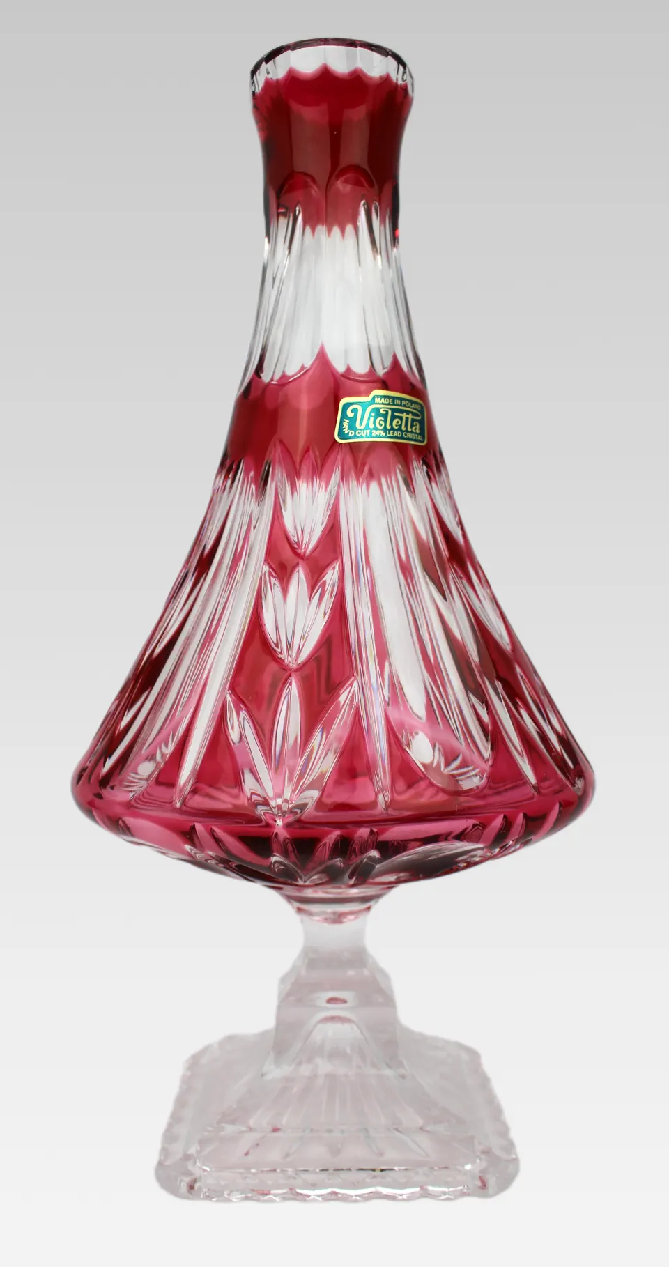 Set of Four Ruby Overlay Crystal Vases by Violetta