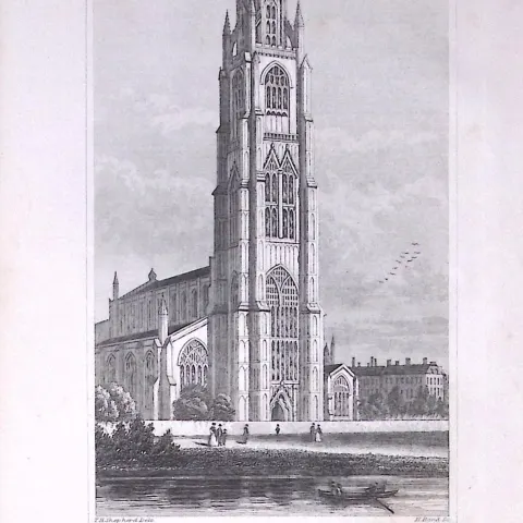 Boston Church Lincolnshire Antique 180 Years-Old Copper Plate Print-83
